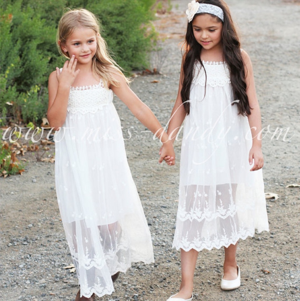 Off-White Lace Flower Girl Dress